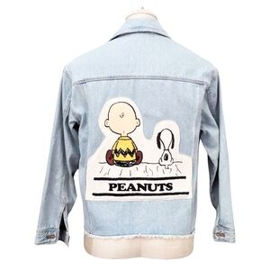 RARE Zara x Snoopy Peanuts Collab denim Jean jacket size 13-14 164 CM Girls